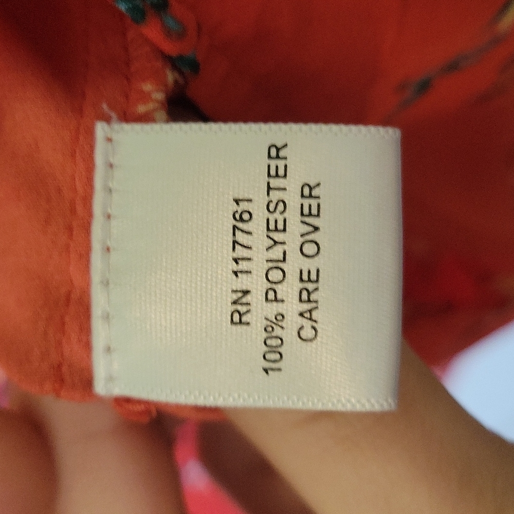Women's Medium Quarter sleeve Dress. Orange with floral print design. - Picture 10 of 14